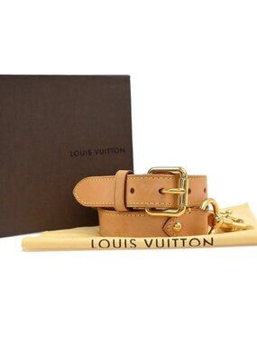 LOUIS VUITTON LV Logo Shoulder Bag Strap Leather Brown GHW